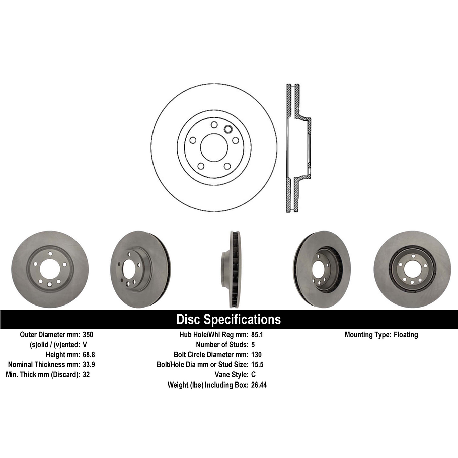 Disco Freno Volkswagen Touareg 2002-2010 Delantero 2