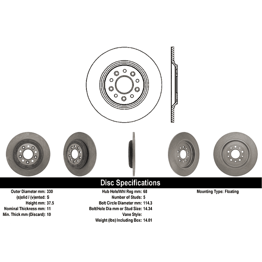 Disco Freno Lincoln MKX 2007-2015 Delantero