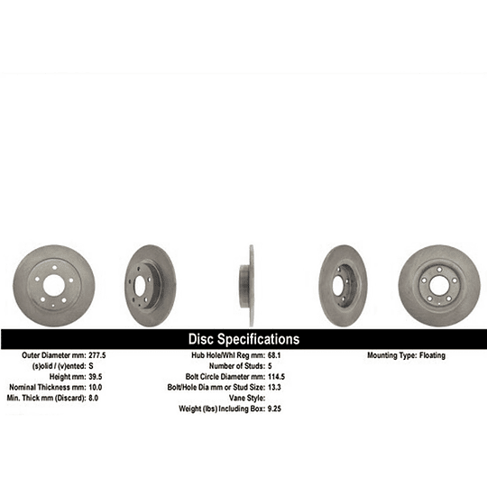 Disco Freno Mazda 323 1989-1994 Trasero