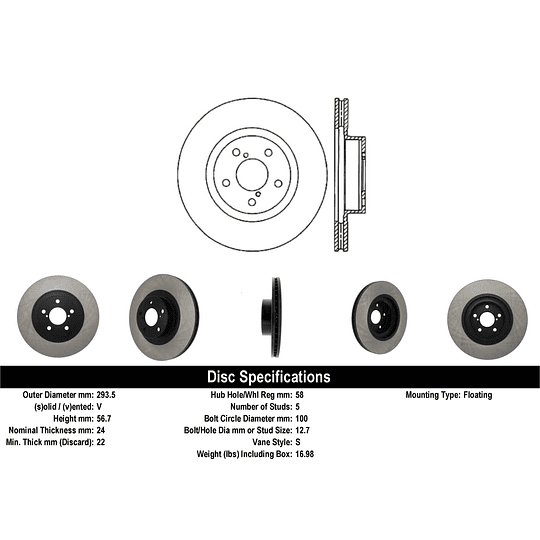 Disco Freno Subaru Legacy 2003-2009 Delantero