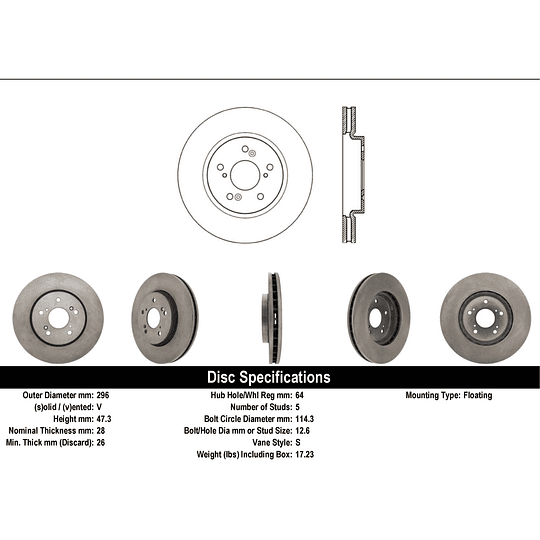 Disco Freno Acura RDX 2007-2012 Delantero