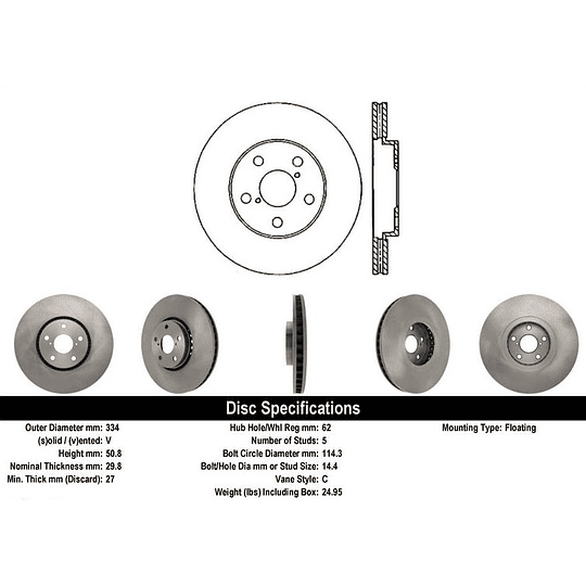 Disco Freno Lexus IS250 2014-2023 Delantero