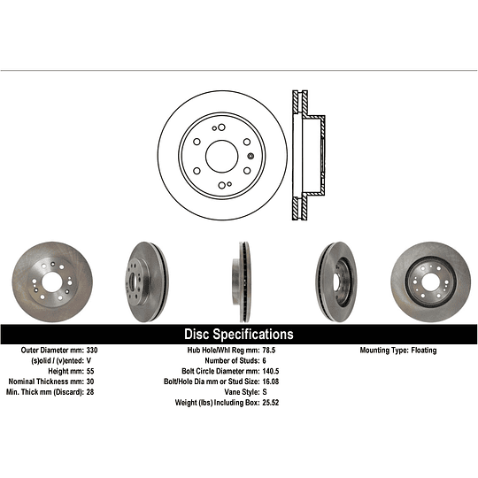 Disco Freno Chevrolet Cheyenne 2014-2019 Delantero