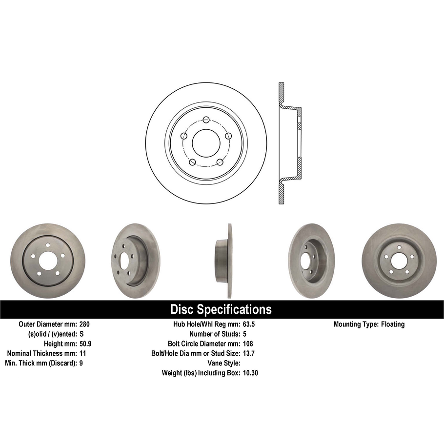 Disco Freno Ford Escape 2013-2019 Trasero 2