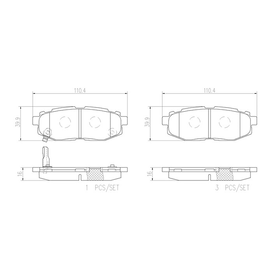 Pastillas Freno Subaru Forester 2012-2018 Trasero 2