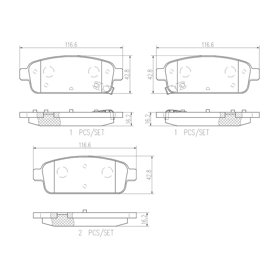 Pastillas Freno Chevrolet Volt 2010-2015 Trasero 2