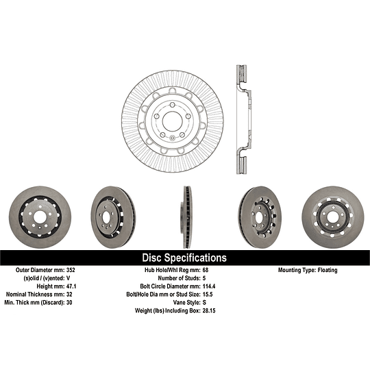 Disco Freno Lincoln MKT 2010-2019 Delantero