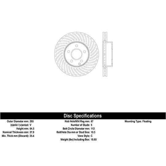 Disco Freno Mercedes Benz C280 2008-2014 Delantero