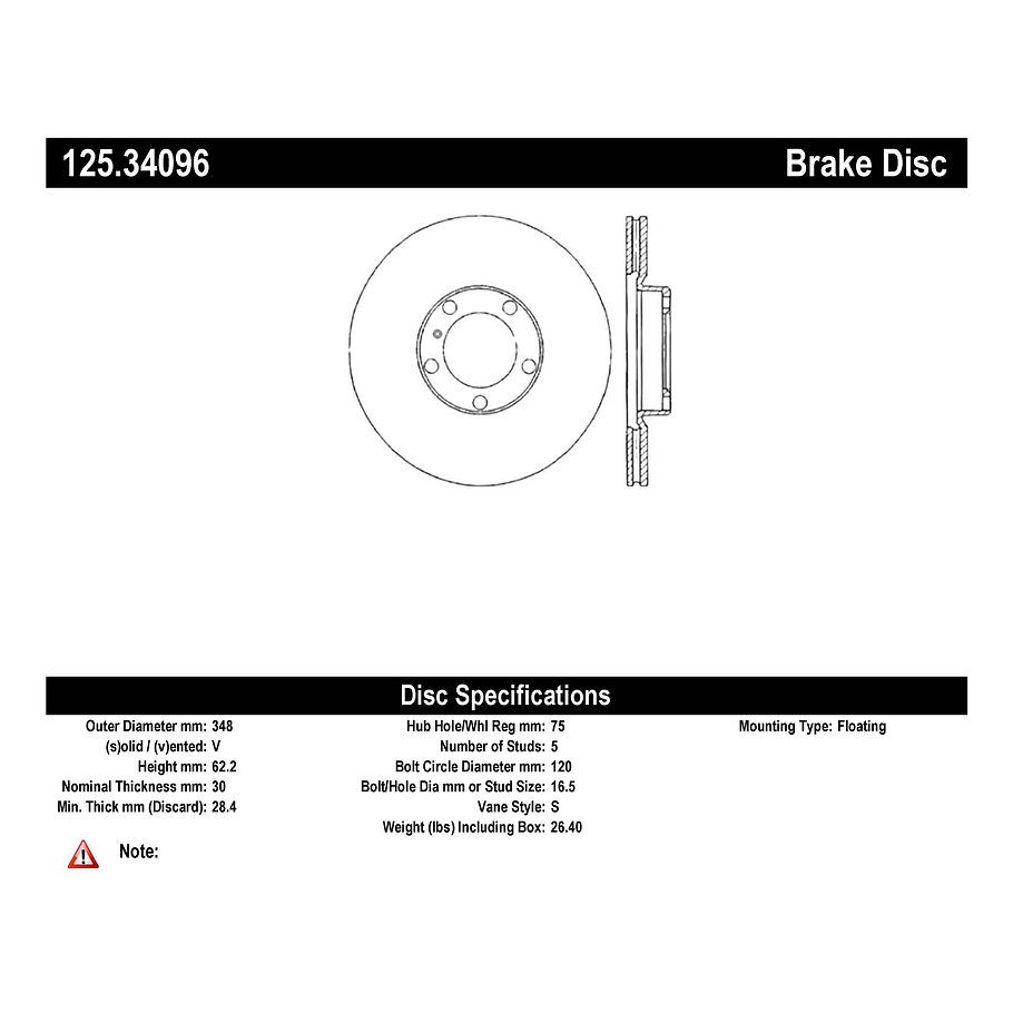 Disco Freno CENTRIC 125.34096 4