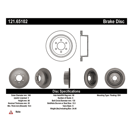 Disco Freno C-TEK 121.65102