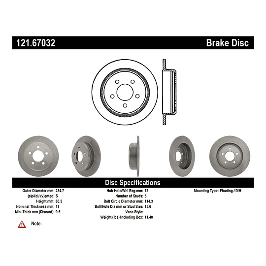 Disco Freno C-TEK 121.67032