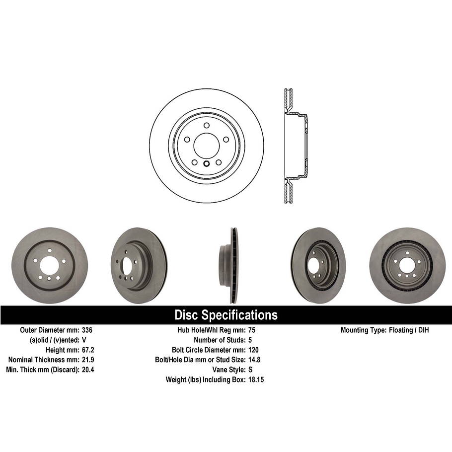 Disco Freno BMW 335i xDrive 2004-2013 Trasero 3