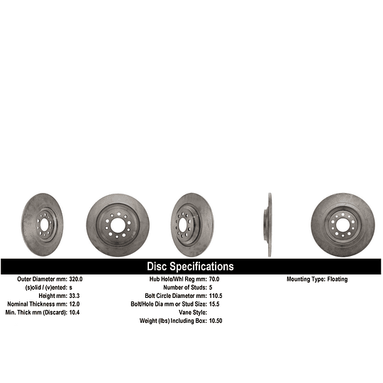 Disco Freno Jeep Cherokee 2014-2023 Trasero
