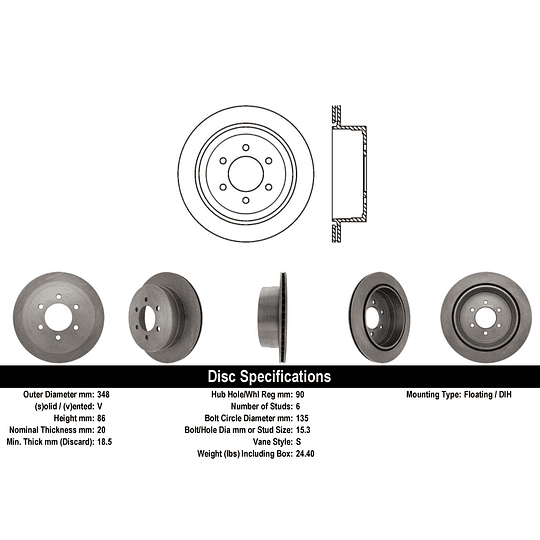 Disco Freno Lincoln Mark LT 2004-2014 Trasero