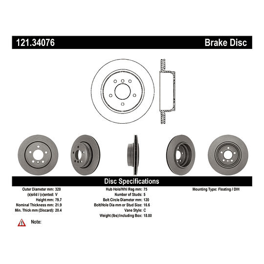 Disco Freno C-TEK 121.34076