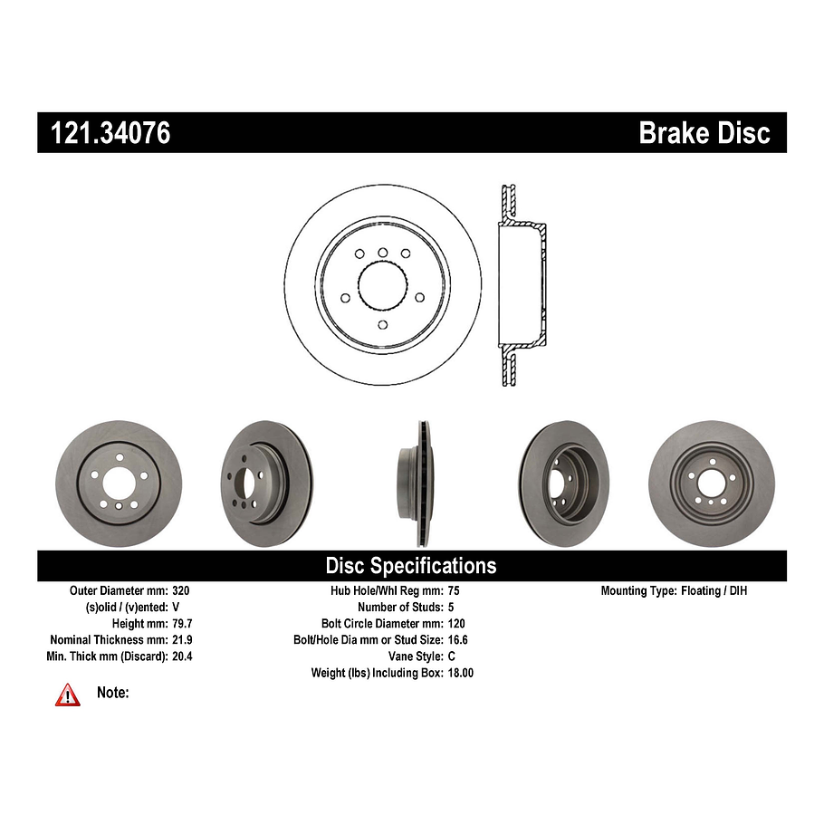 Disco Freno C-TEK 121.34076 