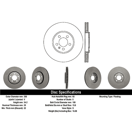 Disco Freno Volkswagen Golf 1997-2005 Delantero