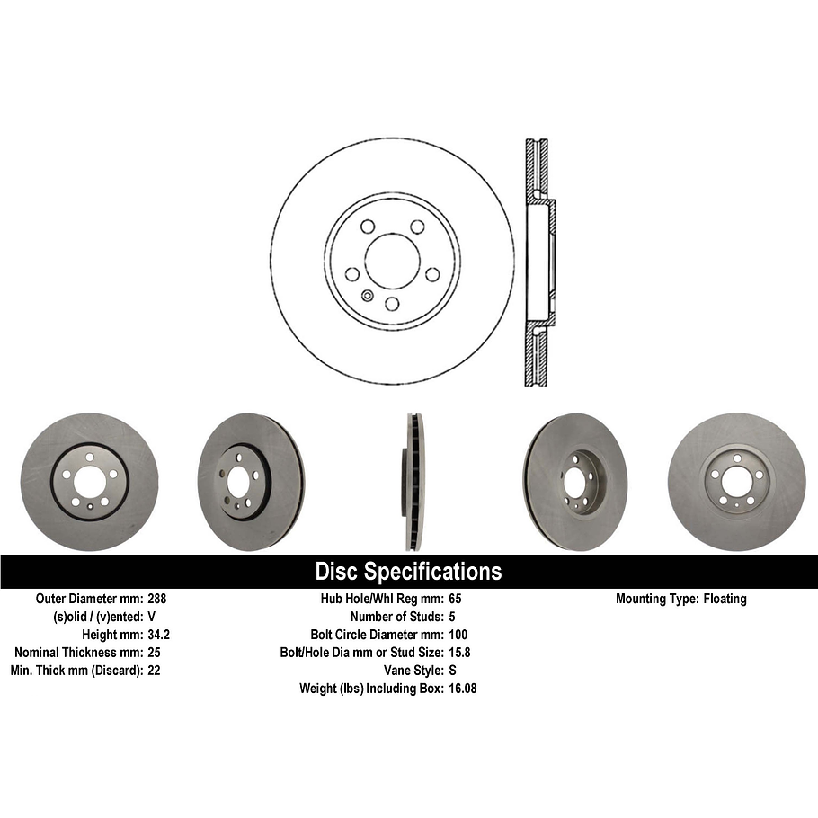 Disco Freno Volkswagen Golf 1997-2005 Delantero 2