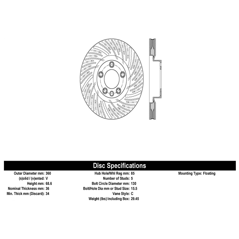 Disco Freno Volkswagen Touareg 2011-2018 Delantero 3