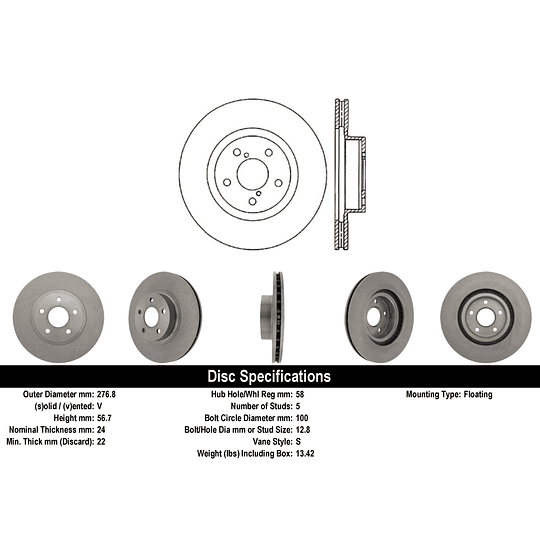Disco Freno Scion FR-S 2012-2016 Delantero