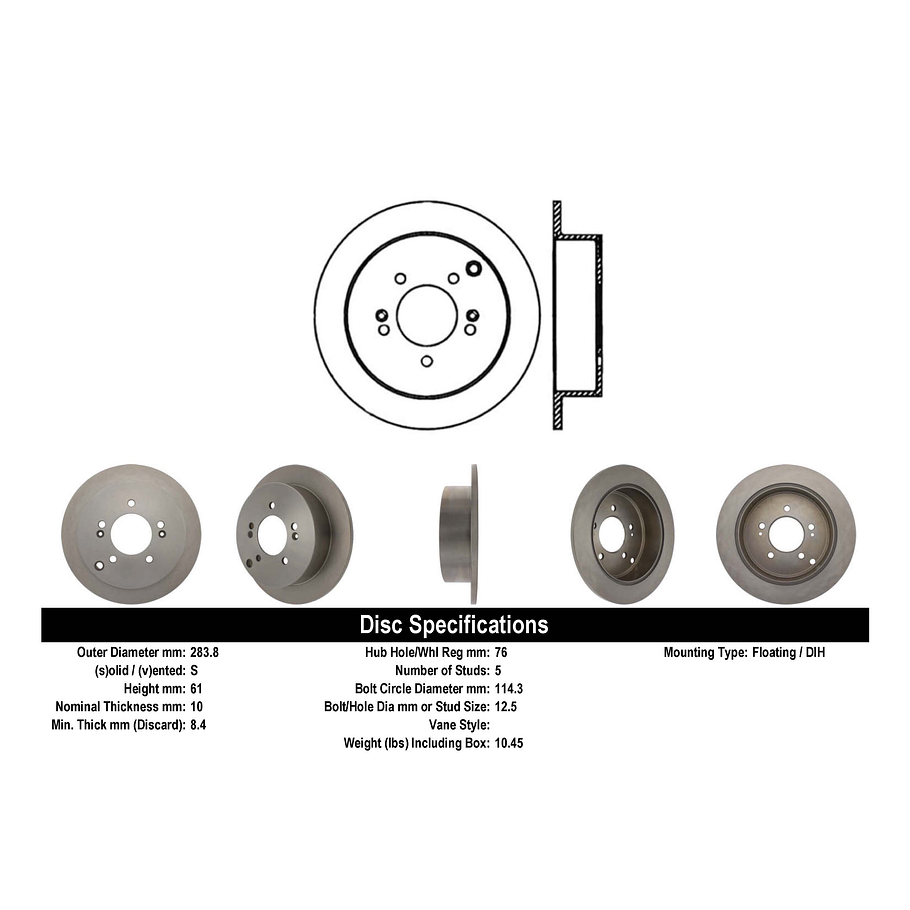 Disco Freno Hyundai Trajet 1998-2008 Trasero 3