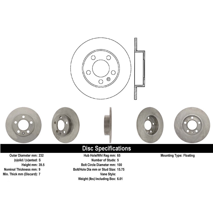 Disco Freno Audi A1 2010-2018 Trasero 3