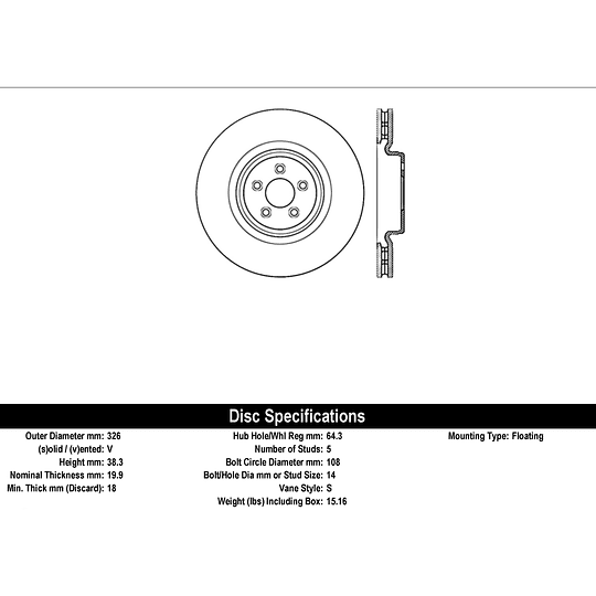 Disco Freno Jaguar XK 2007-2014 Trasero