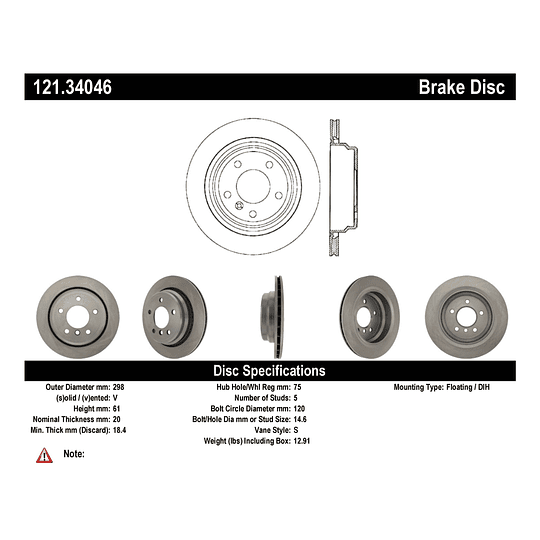 Disco Freno C-TEK 121.34046