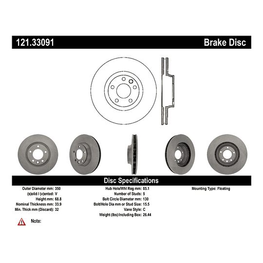 Disco Freno C-TEK 121.33091
