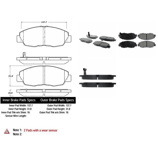 Pastillas Freno Honda Civic 2011-2015 Delantero