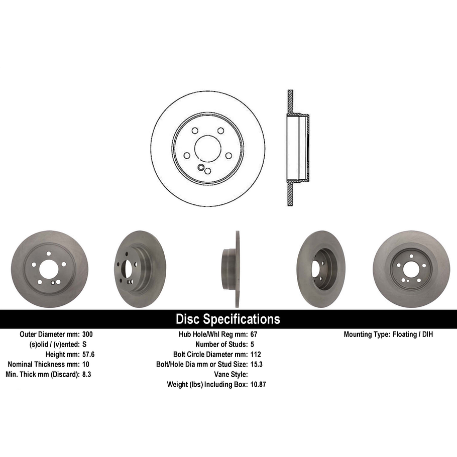 Disco Freno Mercedes Benz C200 2008-2014 Trasero 3