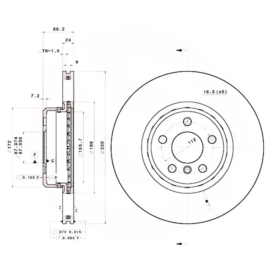 Disco Freno BMW 520i 2017-2023 Delantero 3