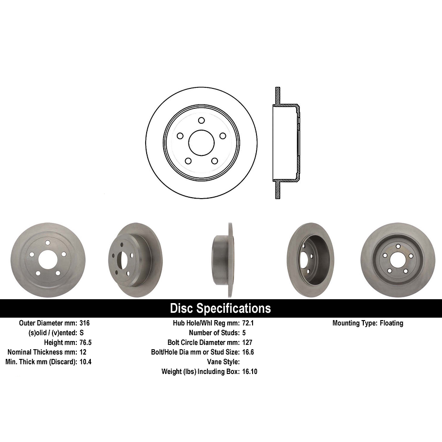 Disco Freno Jeep Wrangler 2007-2018 Trasero 4