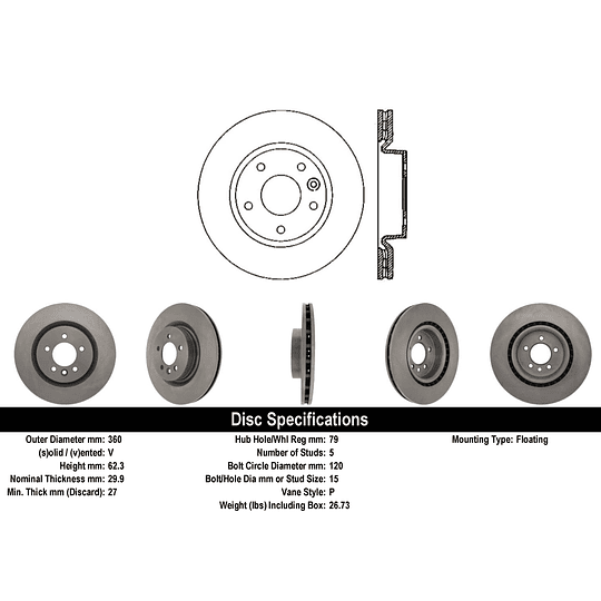 Disco Freno Land Rover Discovery 2009-2016 Delantero