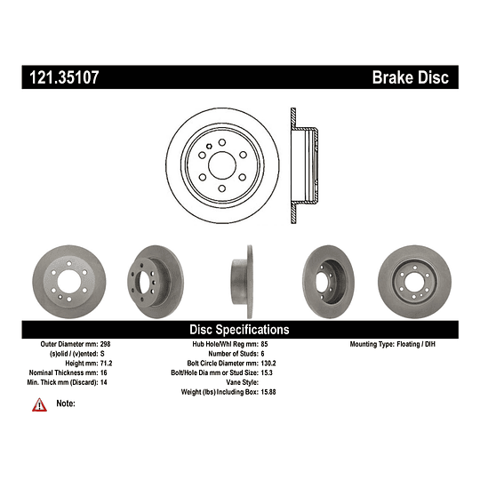 Disco Freno C-TEK 121.35107