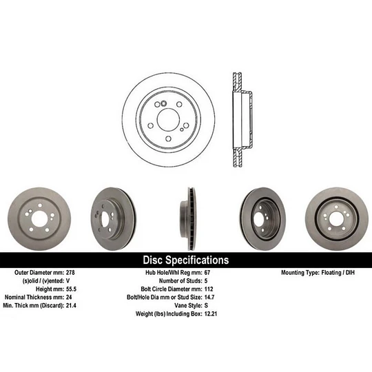 Disco Freno Mercedes Benz E420 1984-1996 Trasero