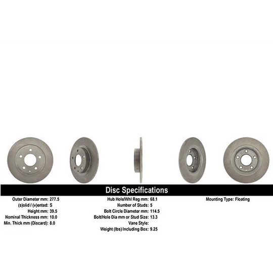 Disco Freno Mazda 6 2012-2016 Trasero