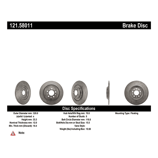 Disco Freno C-TEK 121.58011
