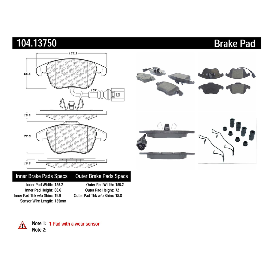 Pastillas Freno Volkswagen Tiguan 2007-2017 Delantero 2