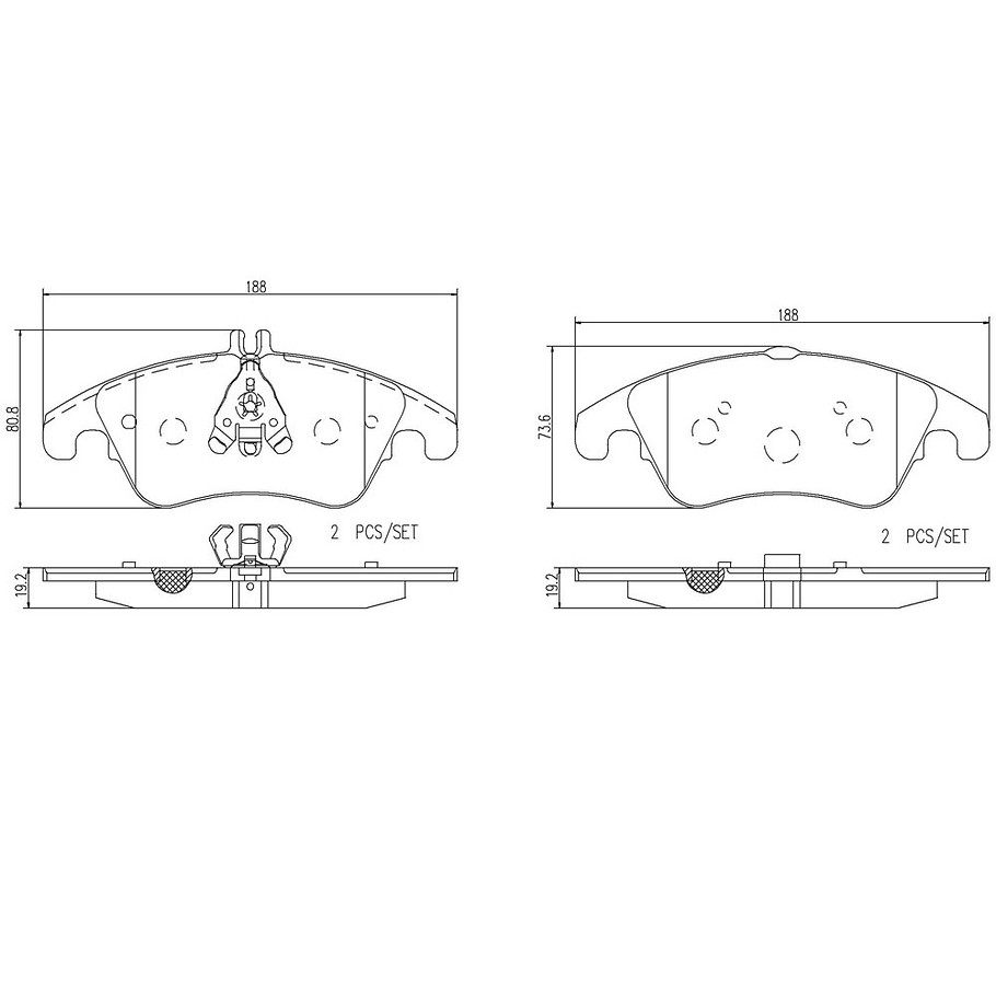 Pastillas Freno Mercedes Benz SLK350 2011-2020 Delantero 2