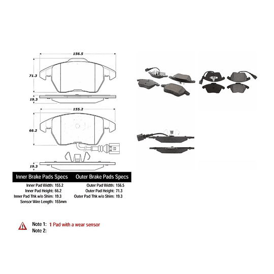 Pastillas Freno Volkswagen EOS 2006-2016 Delantero