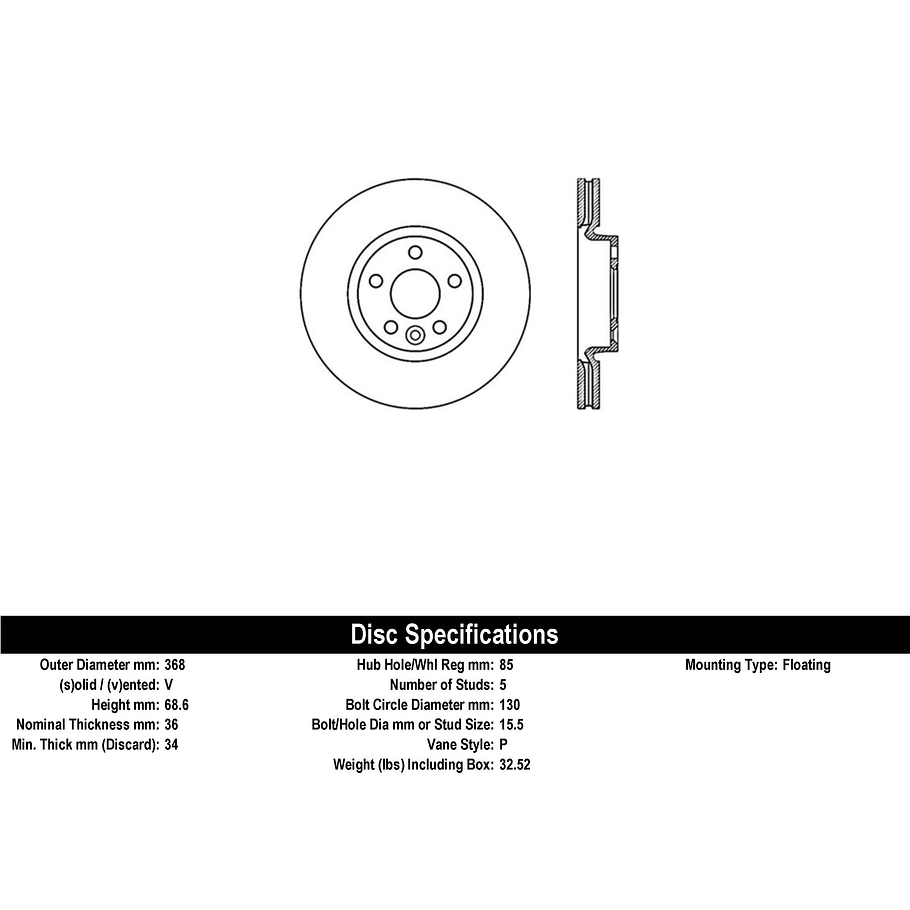 Disco Freno Volkswagen Touareg 2002-2010 Delantero 2