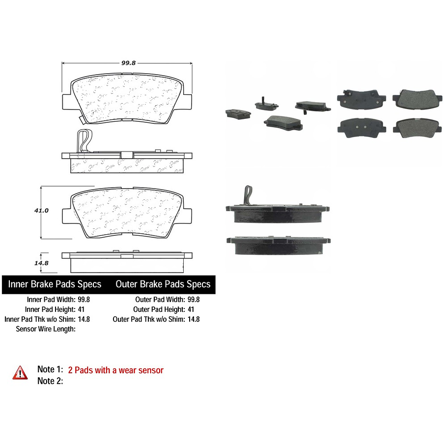 Pastillas Freno Hyundai Elantra 2006-2010 Trasero 2