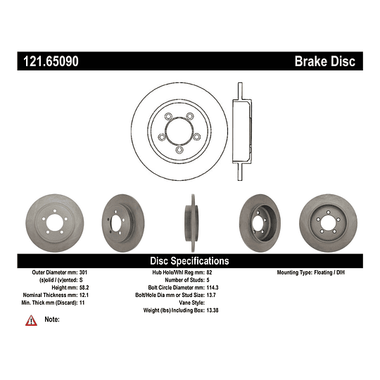 Disco Freno C-TEK 121.65090