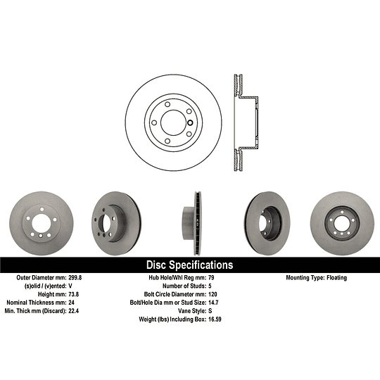 Disco Freno BMW 328xi 2004-2013 Delantero