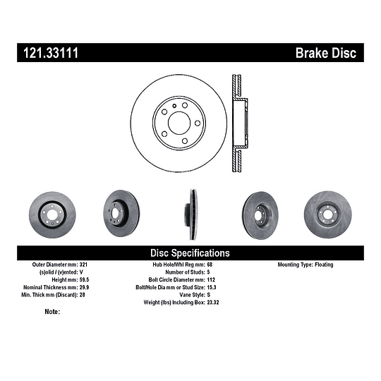 Disco Freno C-TEK 121.33111
