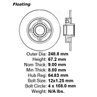 Disco Freno Citroën DS3 2009-2016 Trasero 3