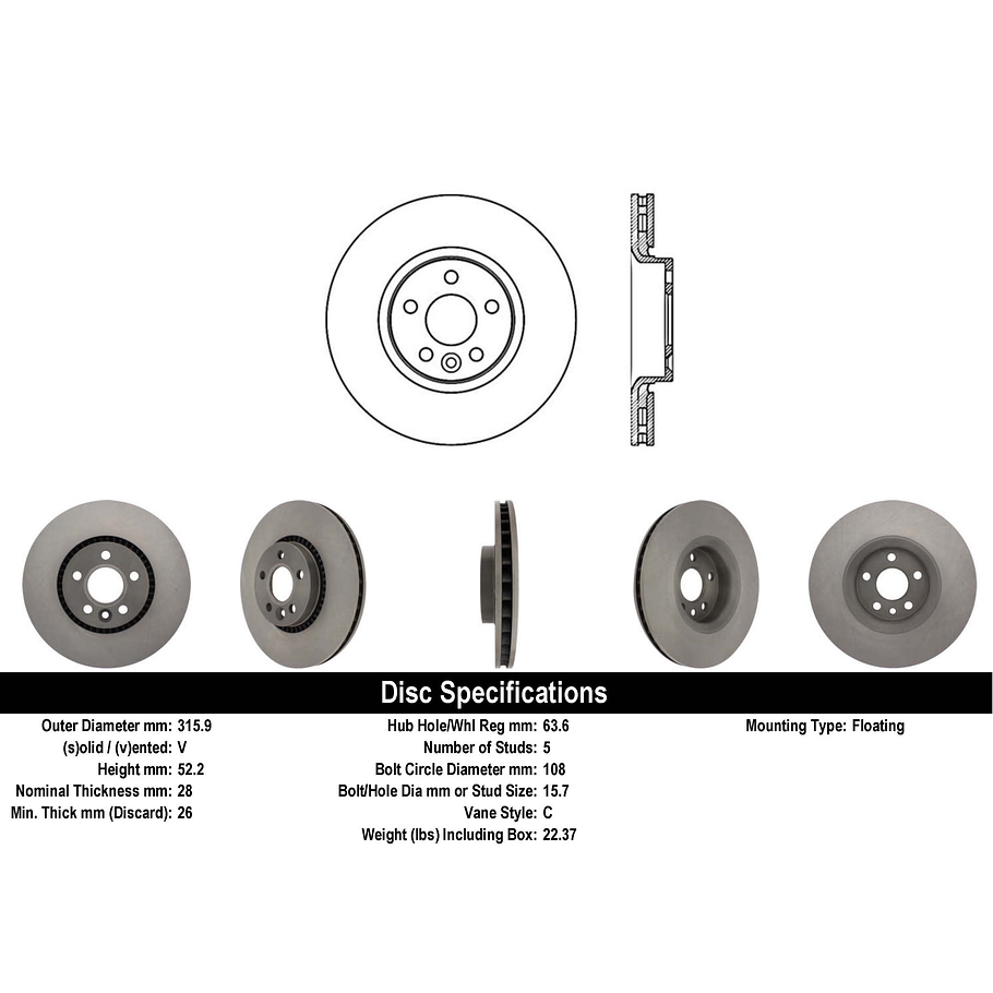 Disco Freno Land Rover Freelander LR2 2006-2015 Delantero 4