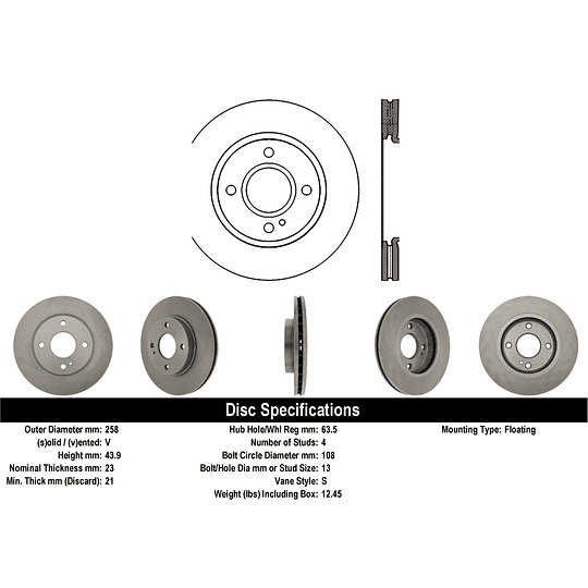 Disco Freno Ford Fiesta 2009-2019 Delantero