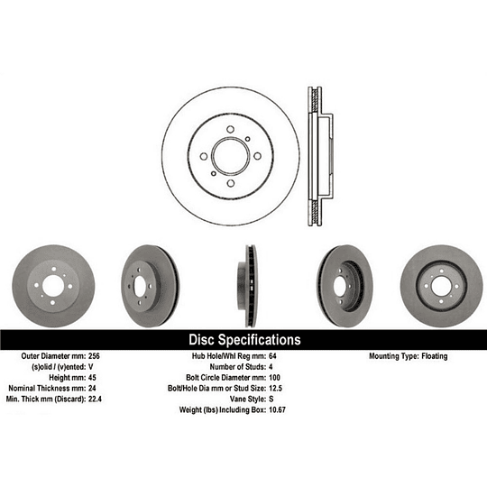 Disco Freno Mitsubishi Lancer 2000-2007 Delantero